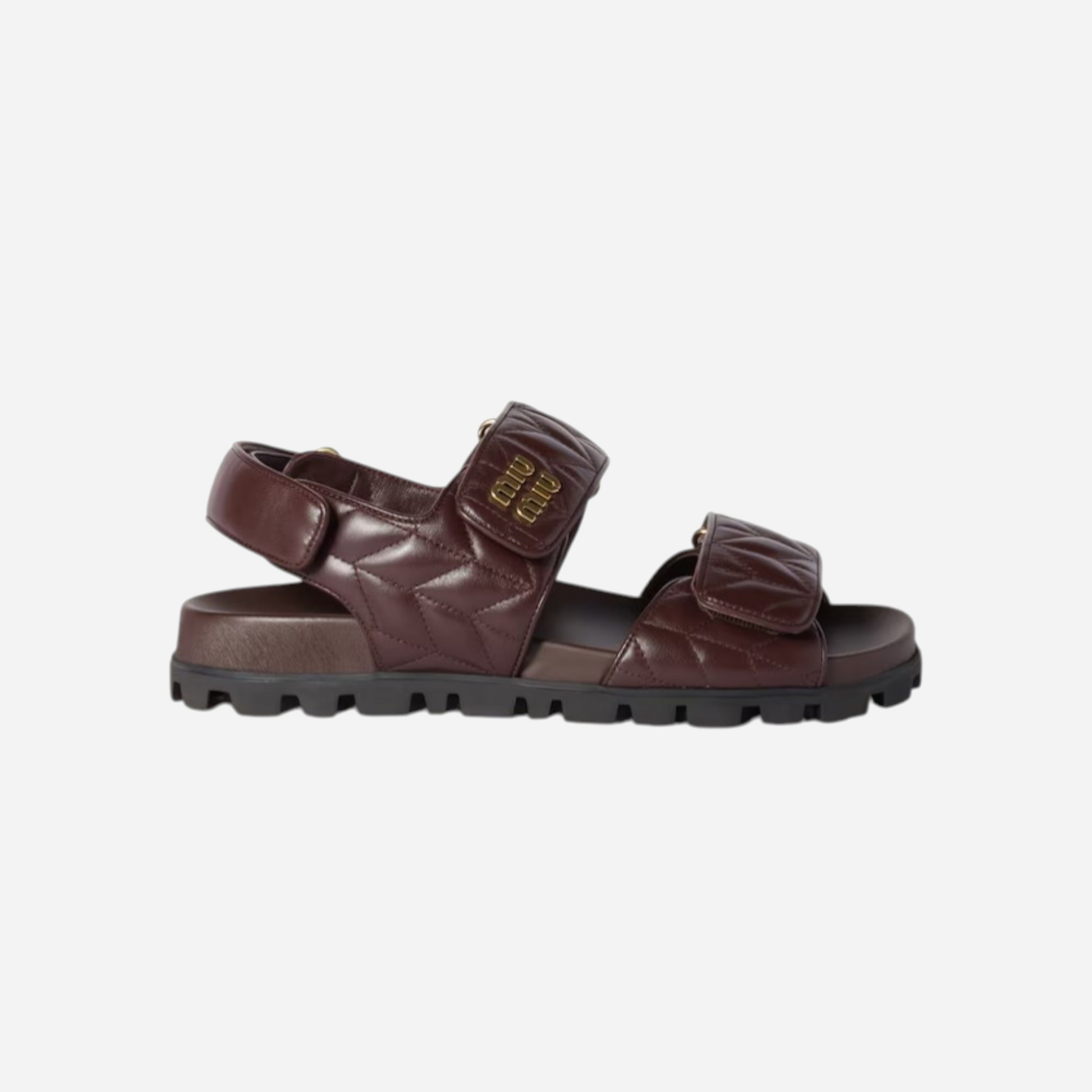 Miu Miu Leather Sporty Slides Briarwood