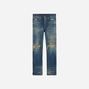 Celine Kurt Jeans in Destroyed Blue Marble Denim