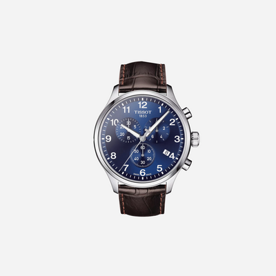Tissot Chrono XL Vintage Blue Dial Brown Leather Strap 45mm