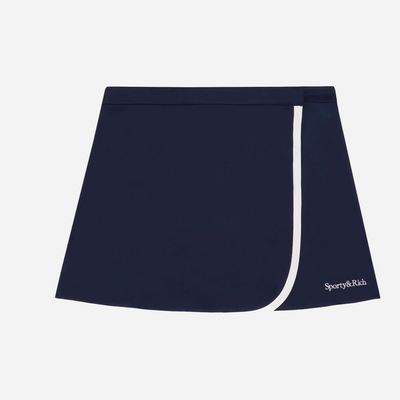 Sporty&Rich Serif Logo Wrap Skirt - Navy/White