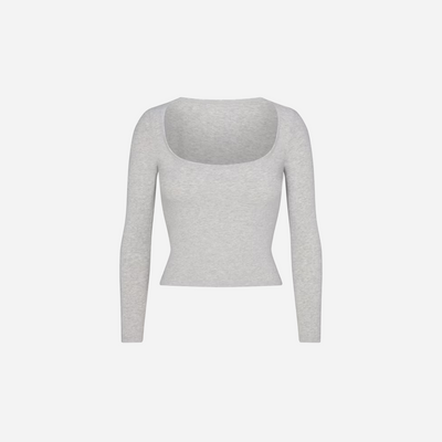 Skims Scoop Neck Long Sleeve Top Cotton Jersey