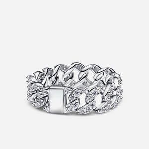 Pandora Pavé Cuban Chain Ring Sterling Silver