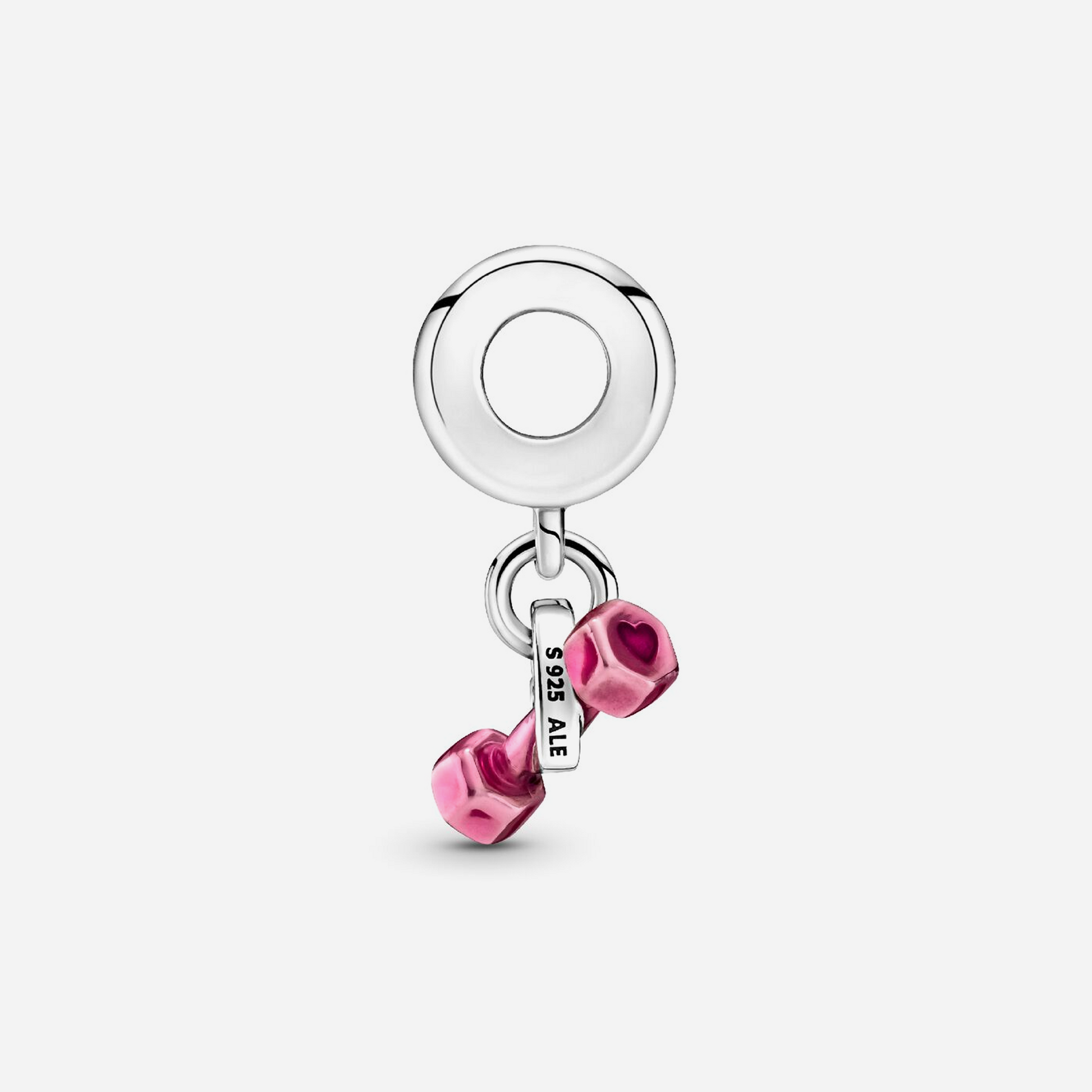 Pandora Dumbbell & Heart Dangle Charm Sterling Silver