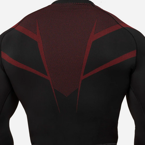 GYMSHARK Onyx 5.0 Seamless Long Sleeve T-shirt Black/Carmine Red