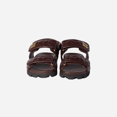 Miu Miu Leather Sporty Slides Briarwood