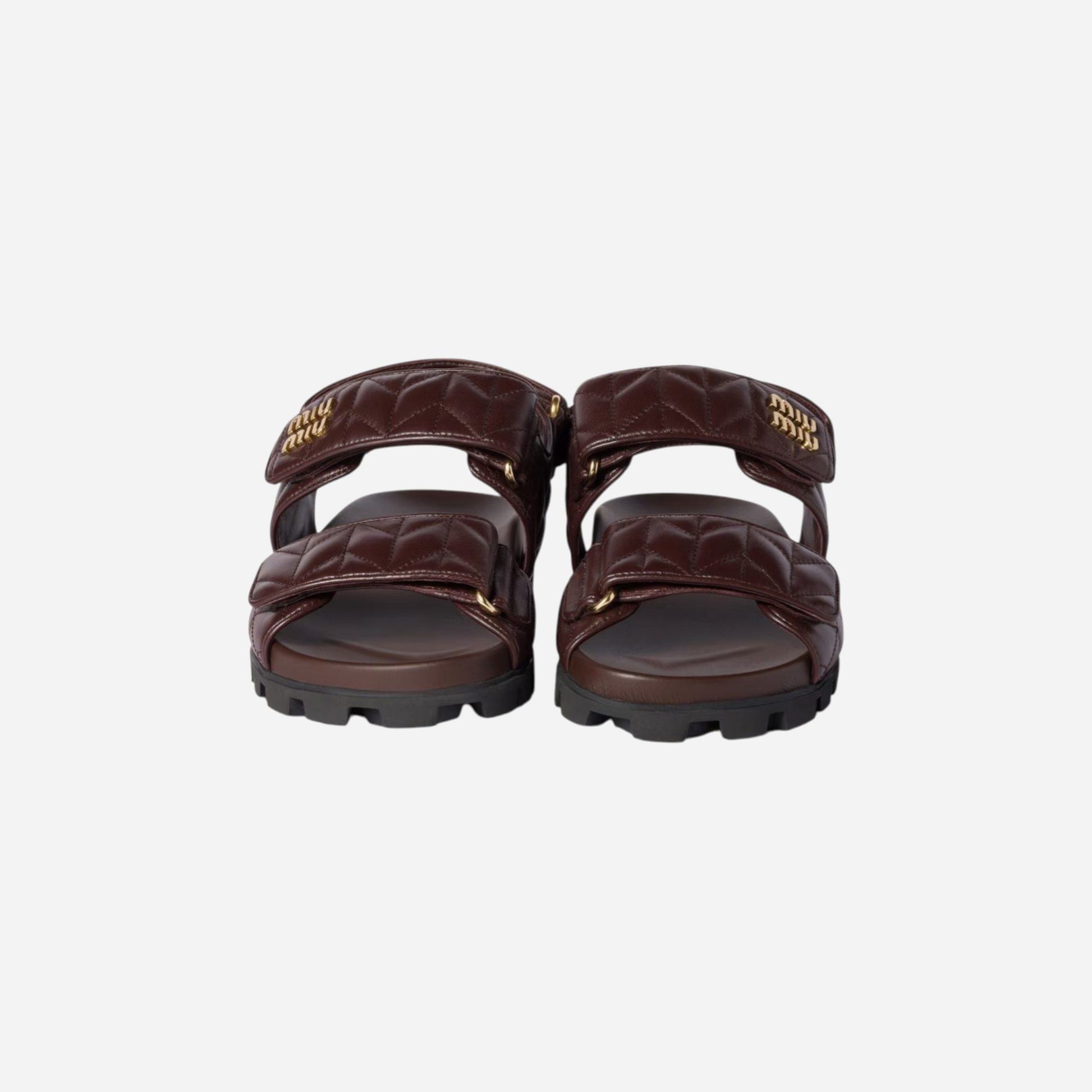 Miu Miu Leather Sporty Slides Briarwood