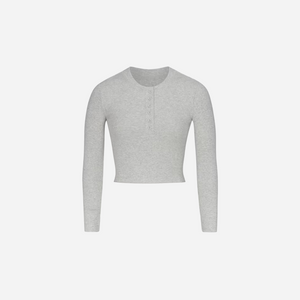 Skims Long Sleeve Crop Henley Cotton Rib