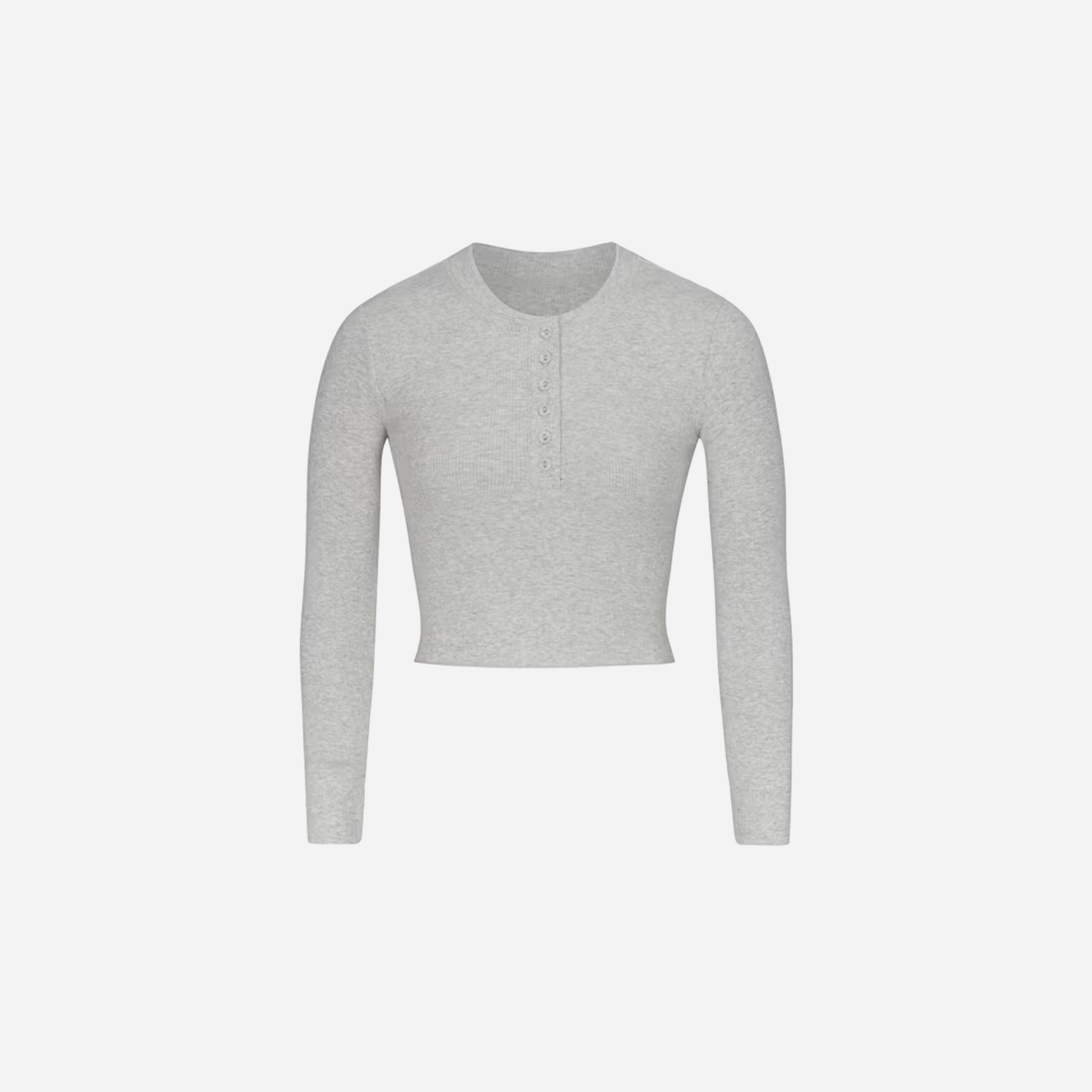 Skims Long Sleeve Crop Henley Cotton Rib