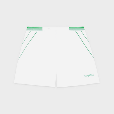 Sporty&Rich Serif Logo Borg Short - White/ Verde