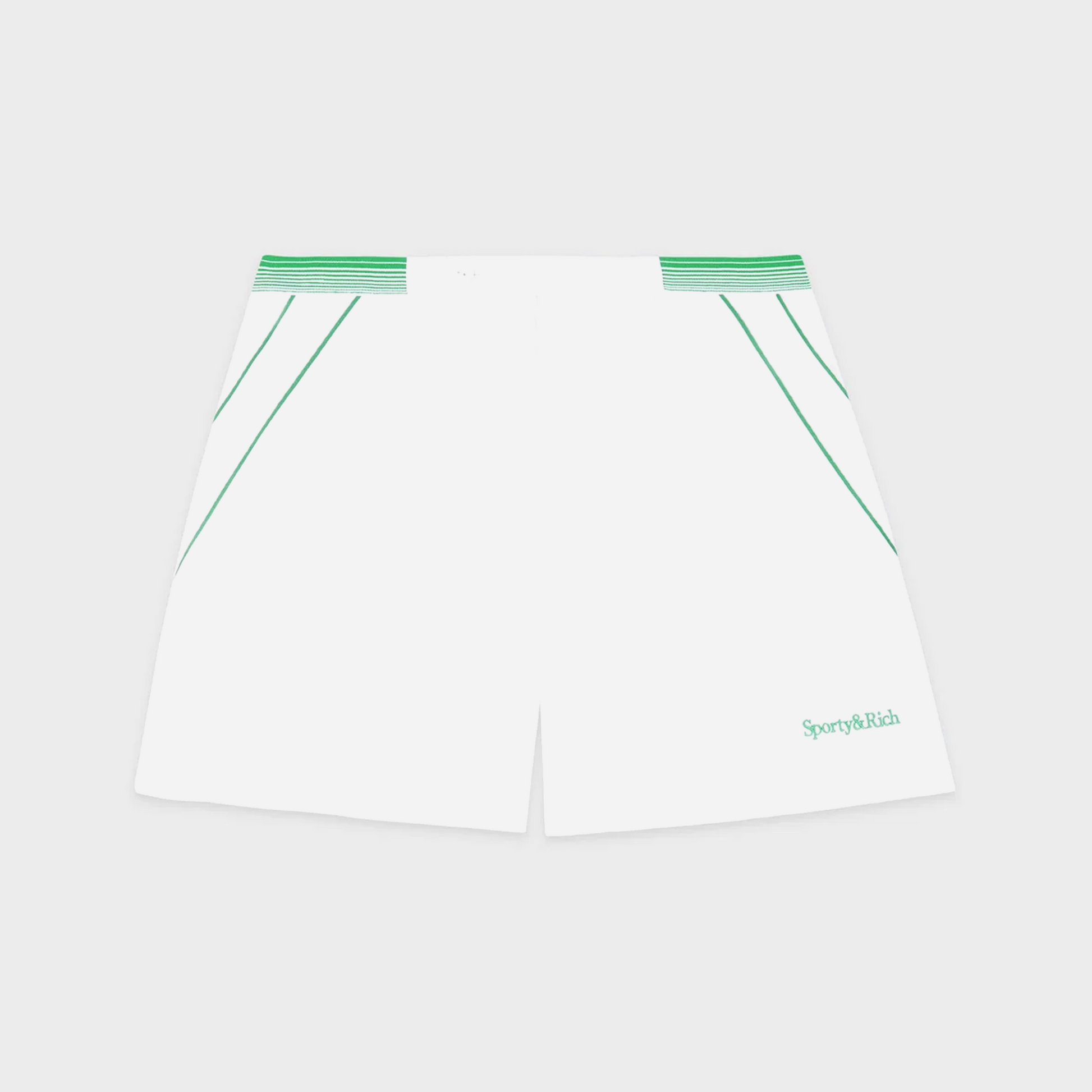 Sporty&Rich Serif Logo Borg Short - White/ Verde