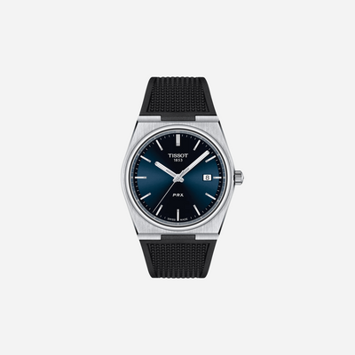 Tissot PRX Blue Dial 40mm Stainless Steel Quartz Watch with Rubber Strap