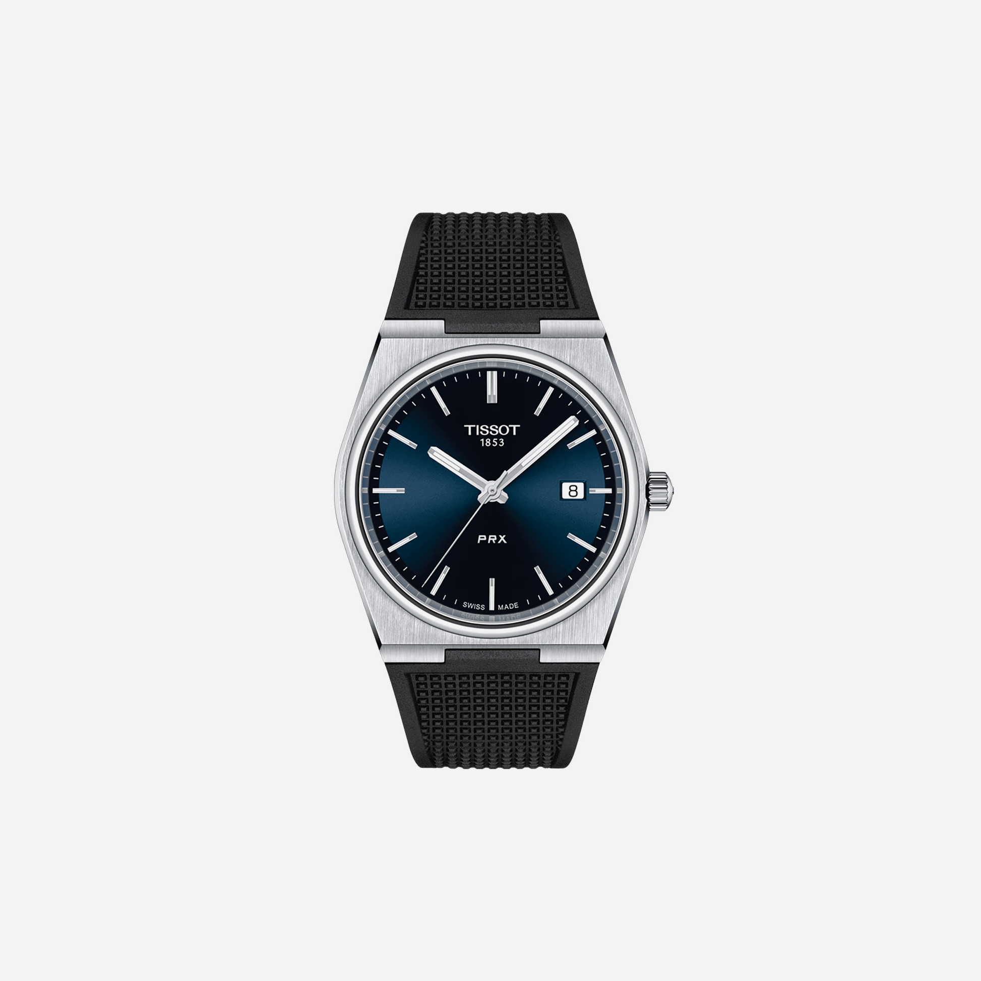 Tissot PRX Blue Dial 40mm Stainless Steel Quartz Watch with Rubber Strap