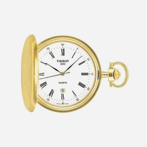 Tissot Savonnette White Dial 48.5mm Yellow Gold PVD Stainless Steel Pocket Watch
