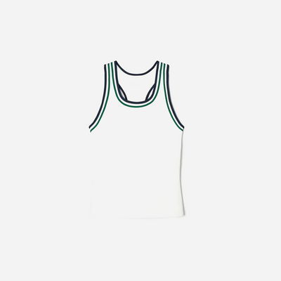 Tory Burch Performance Jersey Racerback Tennis Tank Snow White Evergreen