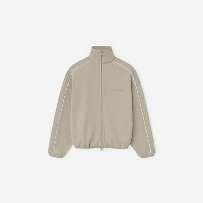 Fear Of God Essentials SS25 Modern Fleece Track Jacket With Piping- Timber Cloud White