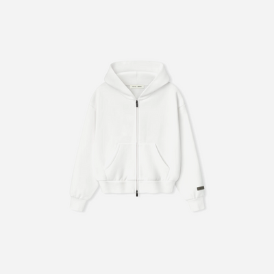 Fear Of God Essentials SS25 Womens Classic Fleece Zip-Up Hoodie- Cloud-White
