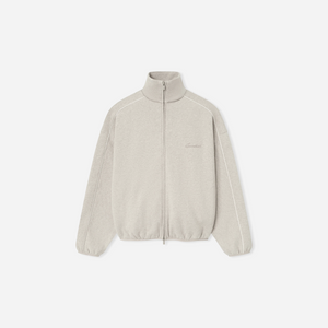 Fear Of God Essentials SS25 Modern Fleece Track Jacket With Piping- Heather Stone Cloud White