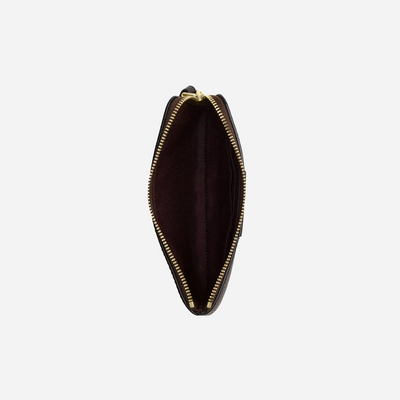 COACH Corner Zip Wristlet In Signature Canvas With Stripe Gold/Walnut/Black