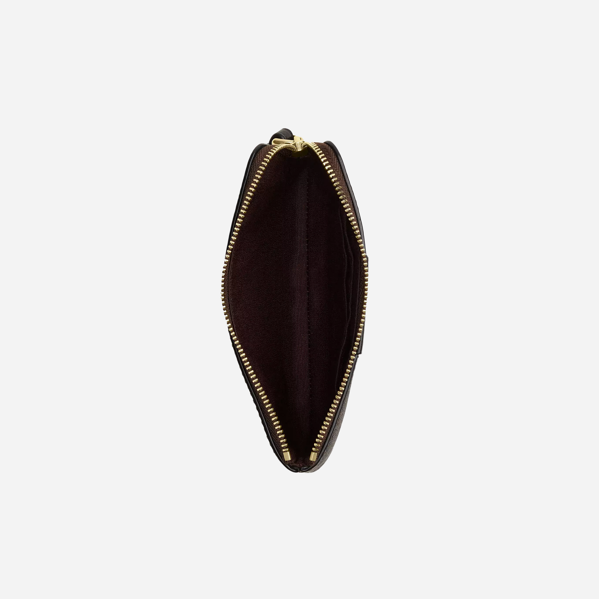 COACH Corner Zip Wristlet In Signature Canvas With Stripe Gold/Walnut/Black