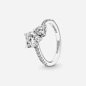 Pandora Double Heart Sparkling Ring Sterling Silver