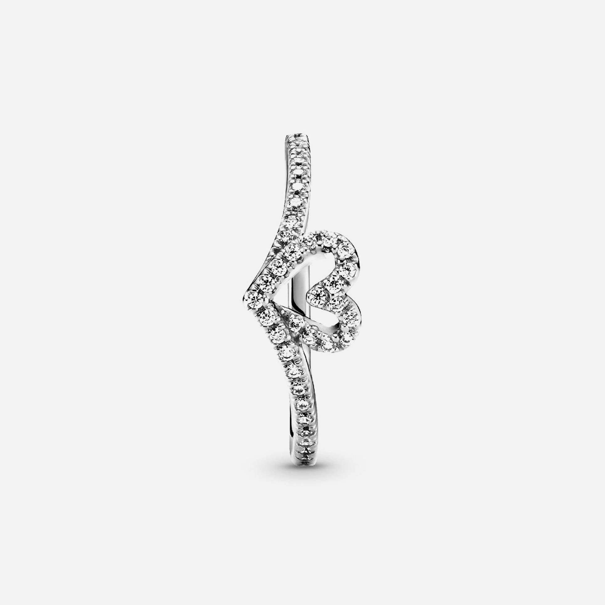 Pandora Sparkling Wishbone Heart Ring Sterling silver