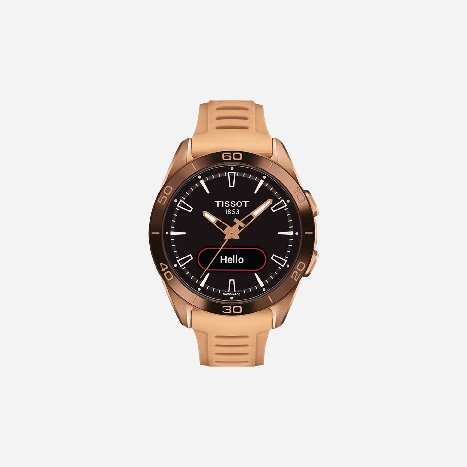Tissot T-Touch Connect Sport Black Dial 43.75mm Nude Silicone Strap Watch