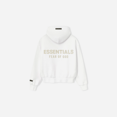 Fear Of God Essentials SS25 Womens Classic Fleece Zip-Up Hoodie- Cloud-White