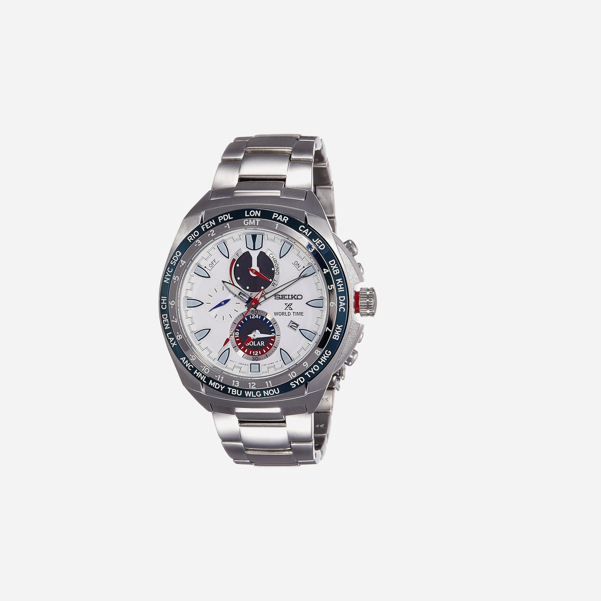 Seiko Prospex White Chronograph Stainless Steel Watch Men's