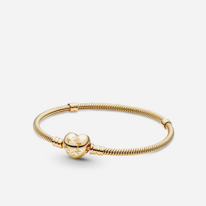 Pandora Moments Heart & Snake Chain Bracelet Gold
