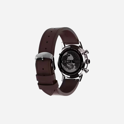 Timex Marlin Chronograph Tachymeter 40mm Leather Strap Brown / Blue Watch