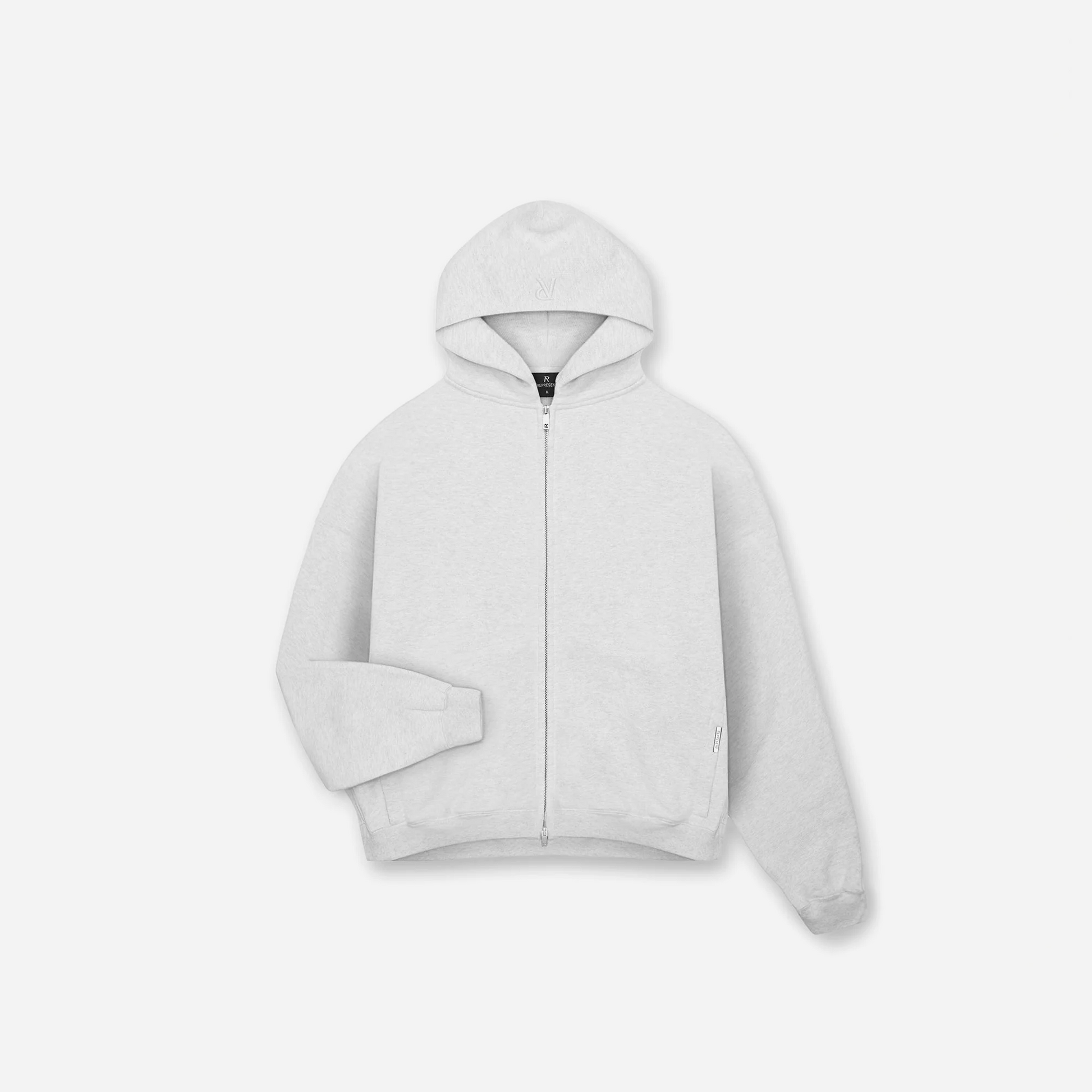 REPRESENT SS25 Initial Boxy Zip Through Hoodie Ice Grey Marl
