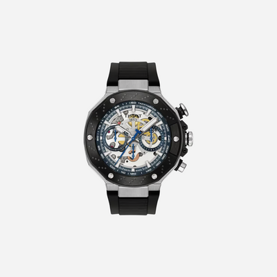 Tissot T-Race MotoGP Black Silicone Strap Transparent Dial 45mm Automatic Chronograph Watch (2025)