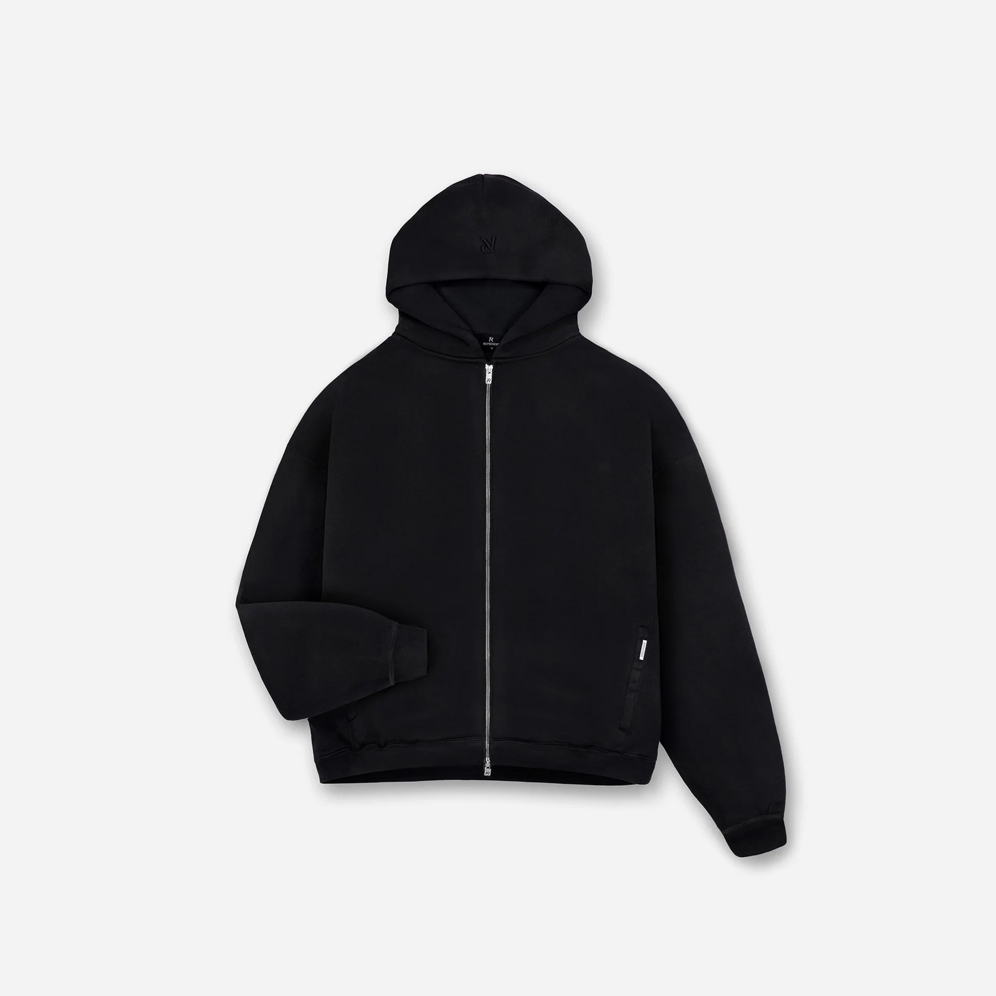 REPRESENT SS25 Initial Boxy Zip Through Hoodie Black