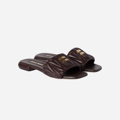Miu Miu Leather Slides Briarwood