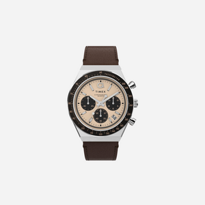 Q Timex 40mm Leather Strap Brown / Rose Gold Watch