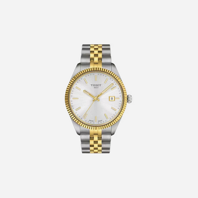 Tissot Ballade 40mm Silver Dial Grey Yellow Gold PVD Stainless Steel Watch