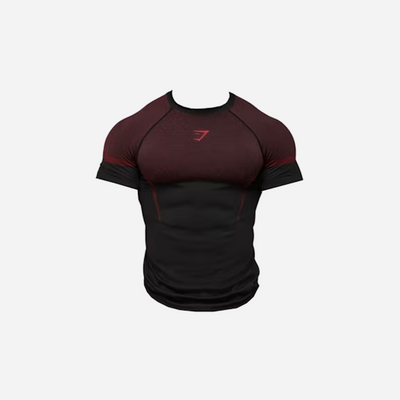 GYMSHARK Onyx 5.0 Seamless T-shirt Black/Carmine Red