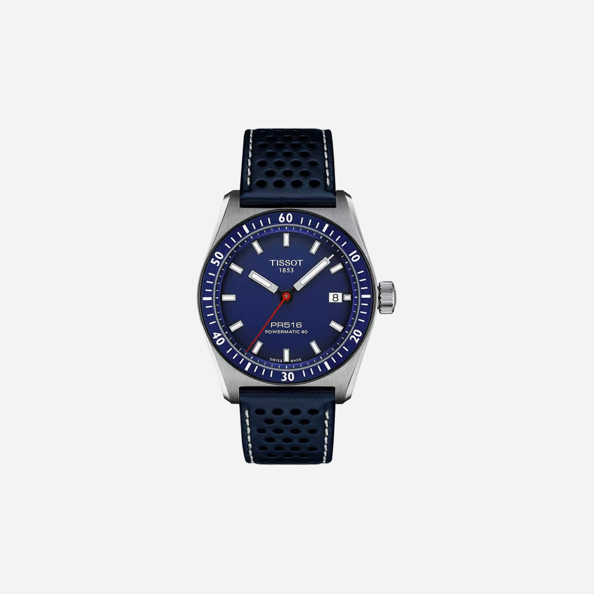 Tissot PR516 Powermatic 80 Blue Dial 40mm Blue Leather Strap Automatic Watch