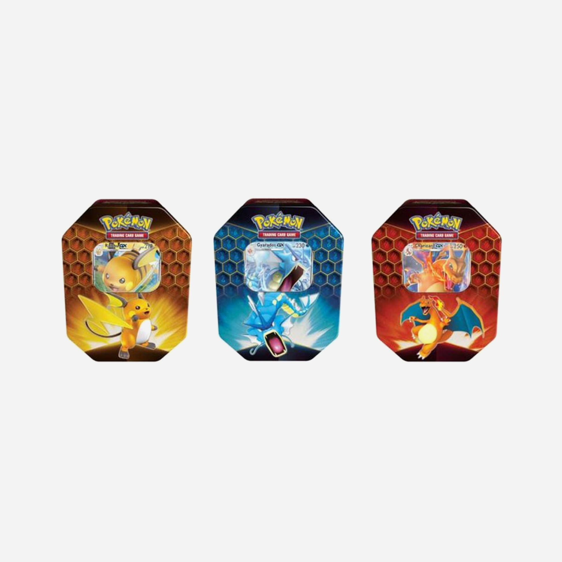 Pokémon TCG Hidden Fates Tin 3x Lot Charizard/Gyrados/Raichu 
