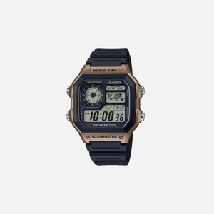 Casio Digital AE1200WH-5AV Illuminator Black/Brown Watch