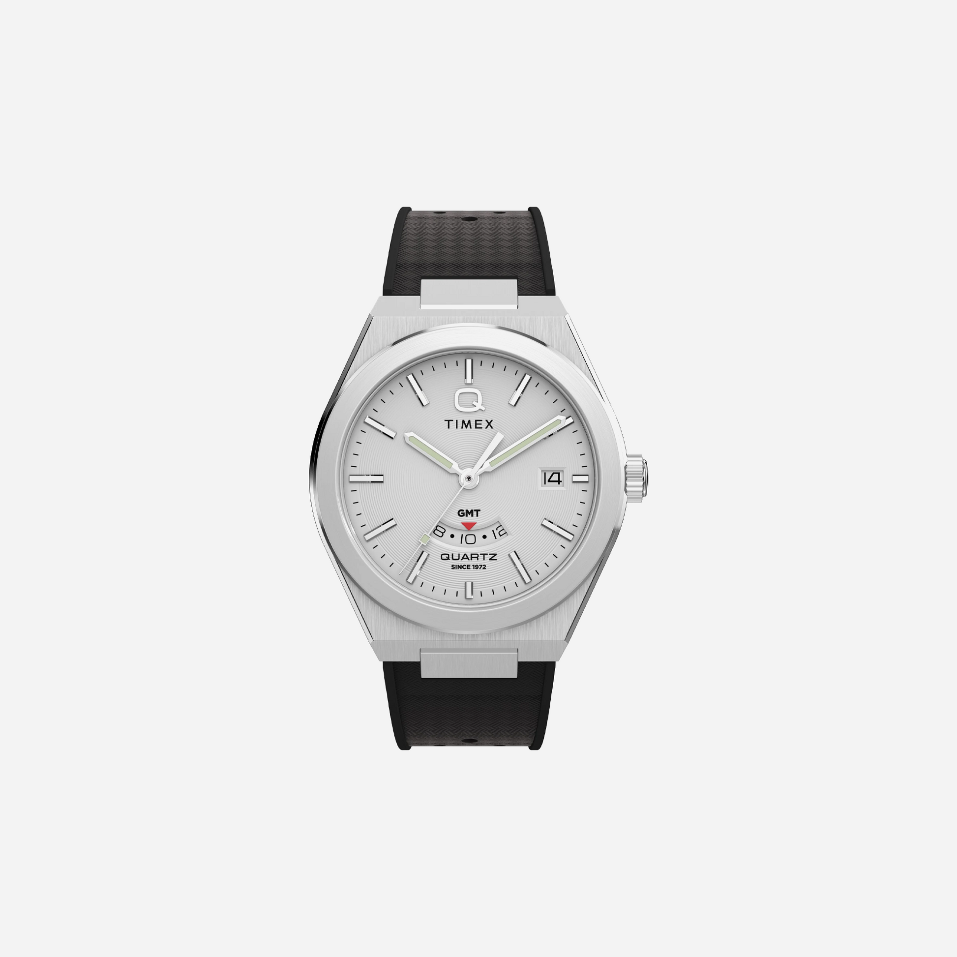 Q Timex 39mm Round Dial Analog Silver-Tone Watch
