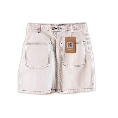 Reformation Anna Patch Pocket Denim Mini Skirt - White