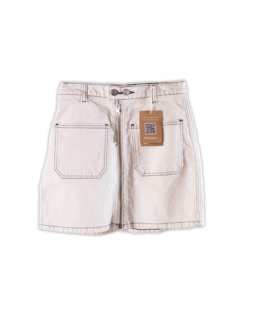 Reformation Anna Patch Pocket Denim Mini Skirt - White