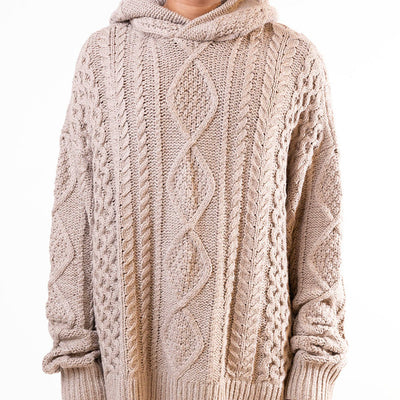 Fear Of God Essentials Cable Knit Hoodie Core Heather