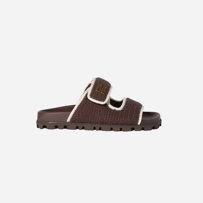 Miu Miu Crochet Knit Slides Cocoa Ivory