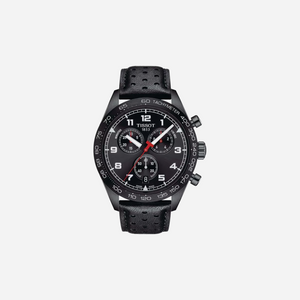Tissot PRS 516 Chronograph Quartz Black Dial 45mm Leather Strap Watch