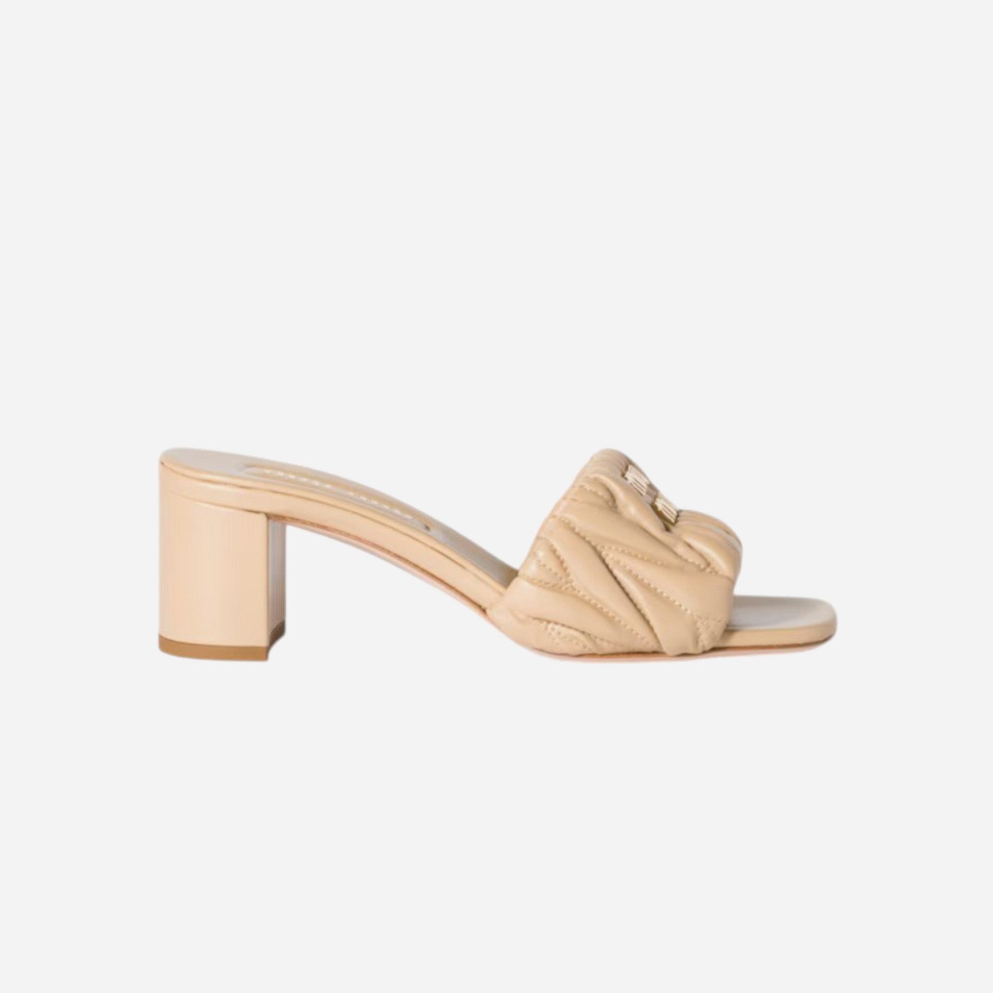 Miu Miu Leather Heels Sand Beige