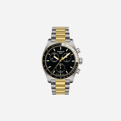 Tissot PR516 Chronograph Black Dial 40mm Grey and Yellow Gold PVD Bracelet Quartz Watch
