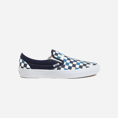 Vans Classic Slip-On Checkerboard Shoe Navy Blue / White