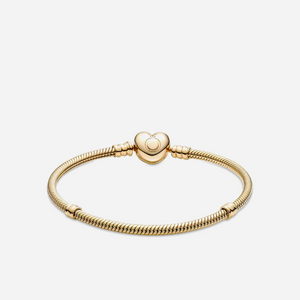 Pandora Moments Heart & Snake Chain Bracelet Gold